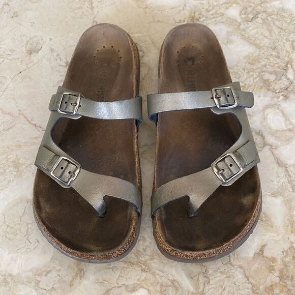 Mephisto Dual Strap Buckle Leather Sandals - Picture 3 of 14